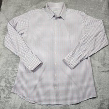 Mizzen+Main Shirt Mens Large Blue Red Check Classic Fit Button Down Performance
