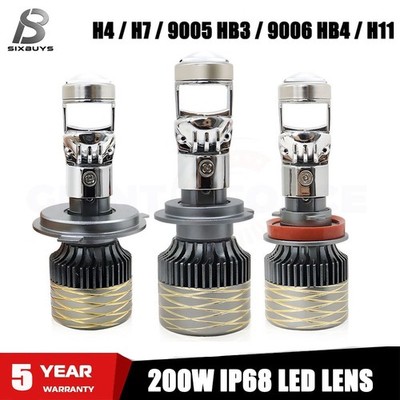 H4 H7 H11 9005 9006 Mini LED Projector Lens Headlight Kit 100000LM Hi-Lo 6000K