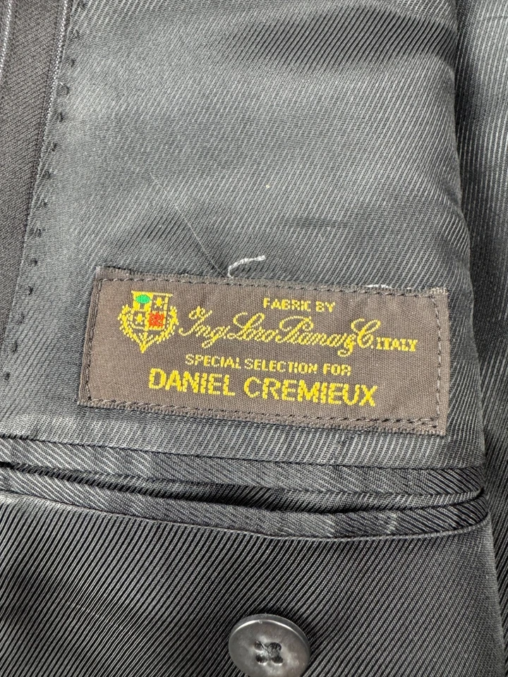 Daniel Cremieux Loro Piana Blazer Men 46L Black Striped Wool Suit Jacket Italy - Image 3 of 4