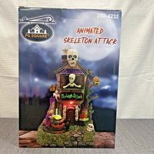 FG Square Animated Spooky Skeleton Attack House Village Halloween #MH2207 Works