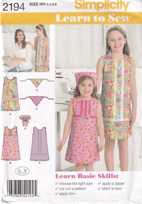 Simplicity Schnittmuster 2194 Kleid Nähen lernen Mädchen Gr. 3 4 5 6 Neu