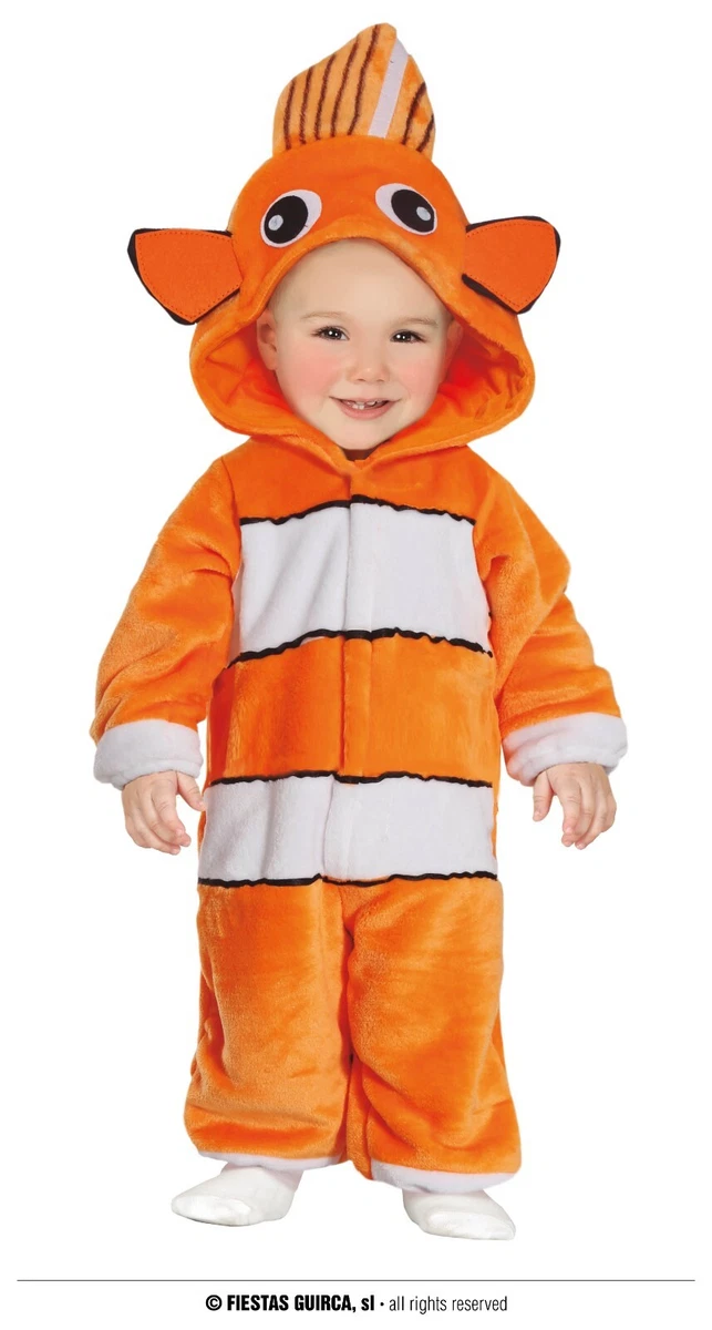 COSTUME CARNEVALE NEMO PESCE VESTITO BAMBINO PESCIOLINO NEONATO ANIMALE  UNISEX