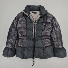 Just Cavalli Womens Jacket Black Grey 12 UK Down Fill Puffer Padded IT 44