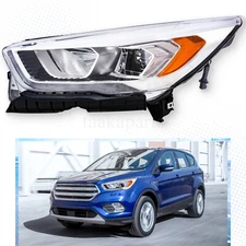 For 2017-2019 Ford Escape Driver LH Halogen Headlight LED DRL Chrome Projector