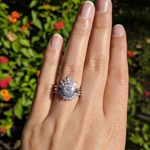 Floral Tiara Ring Guard Engagement Ring 