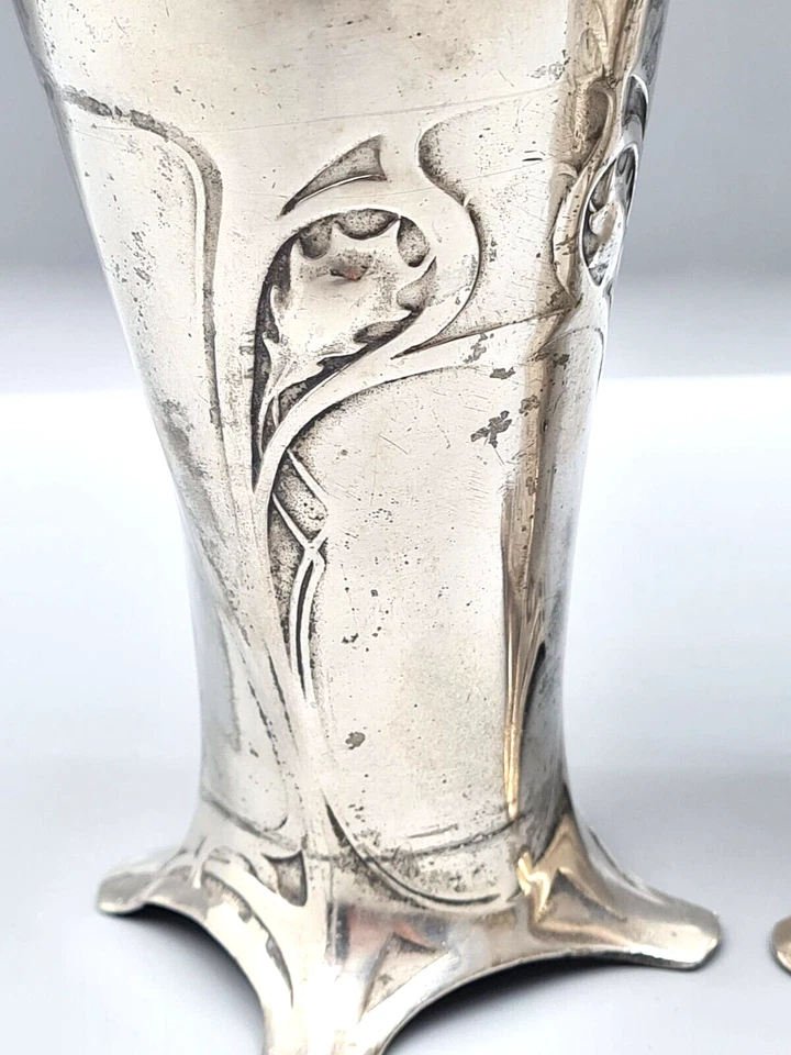 Antiguo par de tazas de vasos Art Nouveau Jugendstil WMF plateados Foto 4 de 4