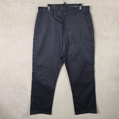 Geek Squad Pants Mens 40x34 (36x31) Black Chino Flat Front Work Uniform Cotton