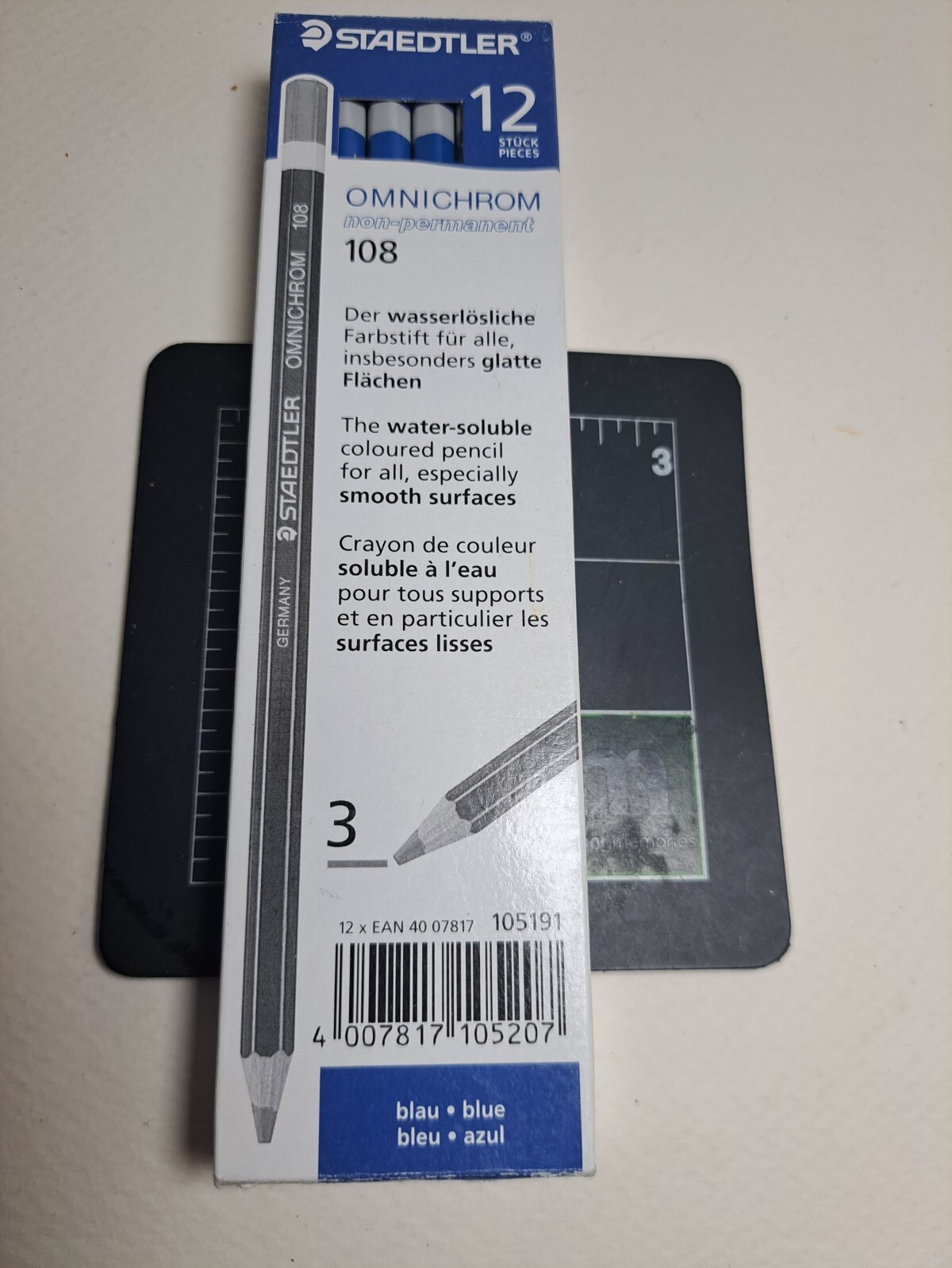 12x Staedtler Omnichrom 108 Blue Non-Permanent Colored Pencils Germany New