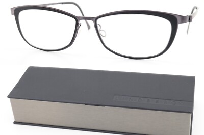 LINDBERG Brille 9701 53-16 135 Col. PU14 Black Aubergine Cat Strip Titanium DK