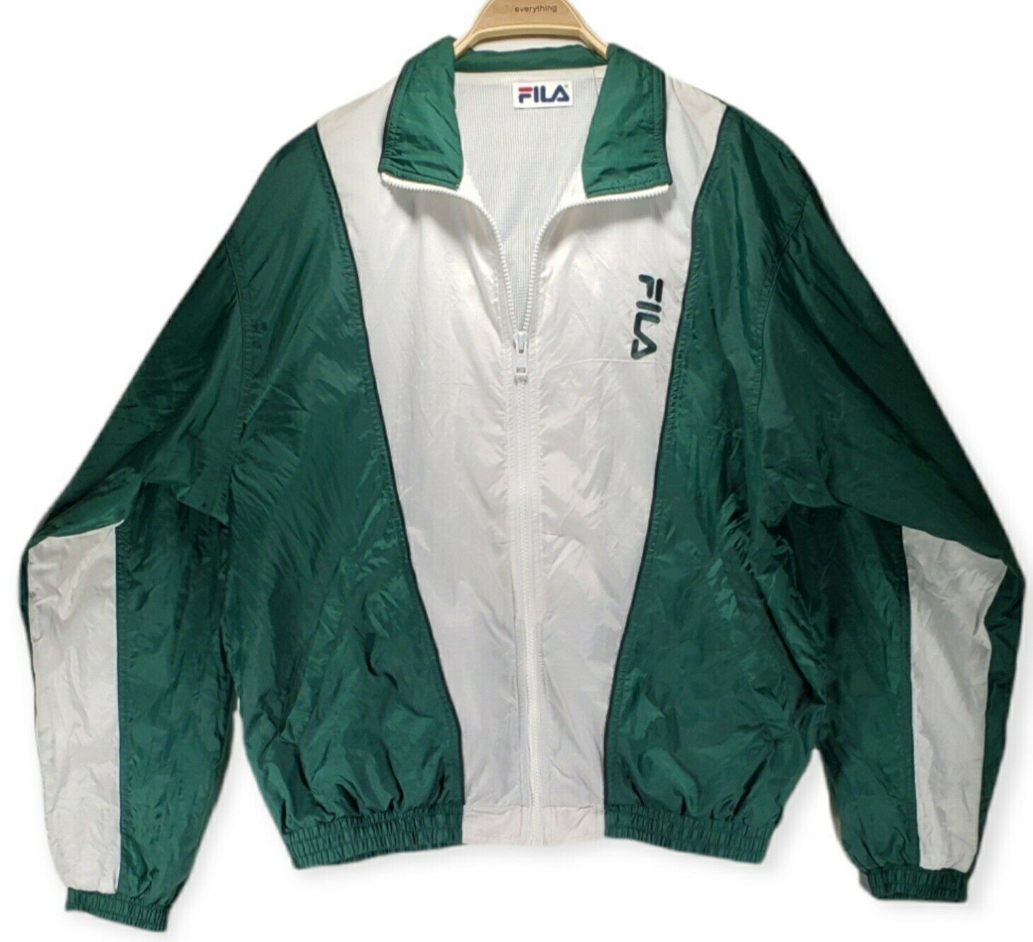 Giacca Vintage Fila Windbreaker New York Jets Color Way Bianco Verde Medium VINTAGE
