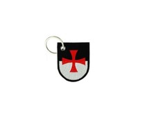 Keychain keyring embroidered embroidery patch double sided flag templar knights