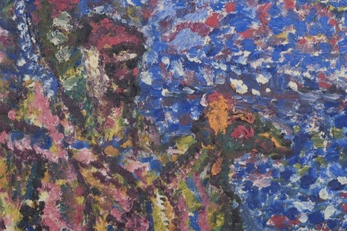 Unknown artist. Oil on board. Pointillistic landscape. 1960s - Picture 3 of 9