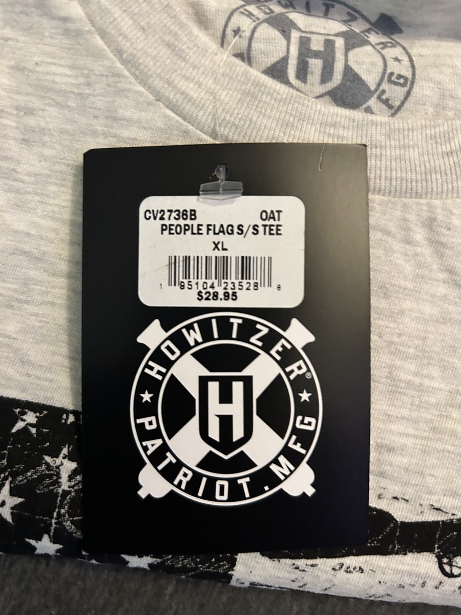 Howitzer Patriot Mens XL White Grey T Shirt We the People Flag