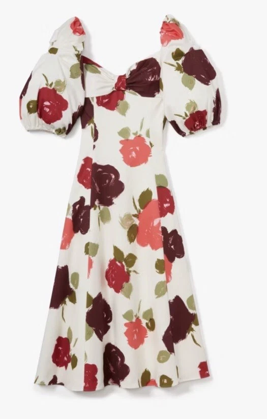 Abito midi Kate Spade Just Rosy Beau nuovo con etichette $398 taglia 14