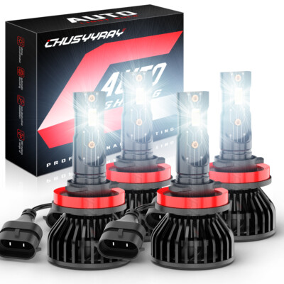 4PCS Combo H11+H11 White 6000K 4x H11 LED Headlight Kit Bulbs - Foto 3