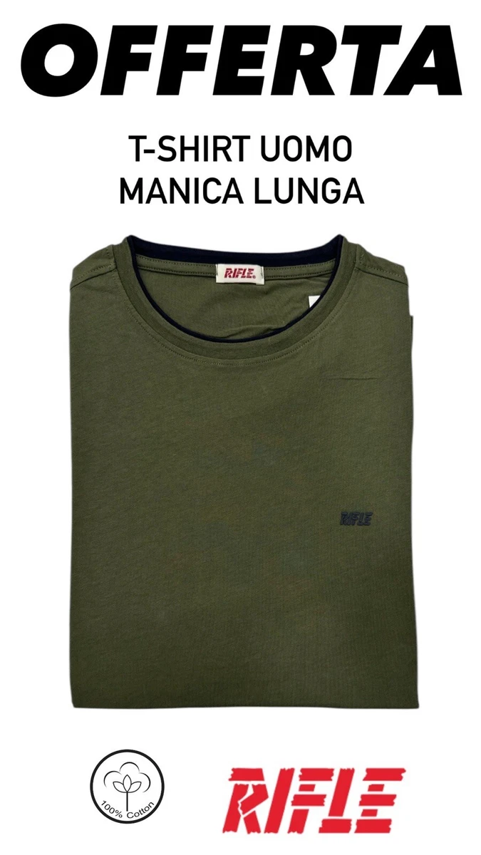 Maglietta Uomo A Maniche Lunghe In Puro Cotone – Tinta Unita, Collo Alto, Perfetta Per L'Inverno