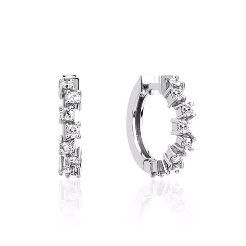0.56 CT Round Cut VS/SI Lab Grown Diamond Women's Hoop Earrings 14K White Gold - Picture 6 of 6