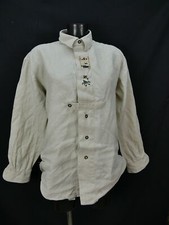Gr.L Trachtenhemd Hemd beige rustikales Leinen Bauern Stickerei TH1213