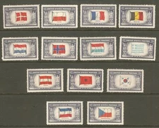 US Scott # 909 thru 921 Overrun Countries 1943-44 MNH Set