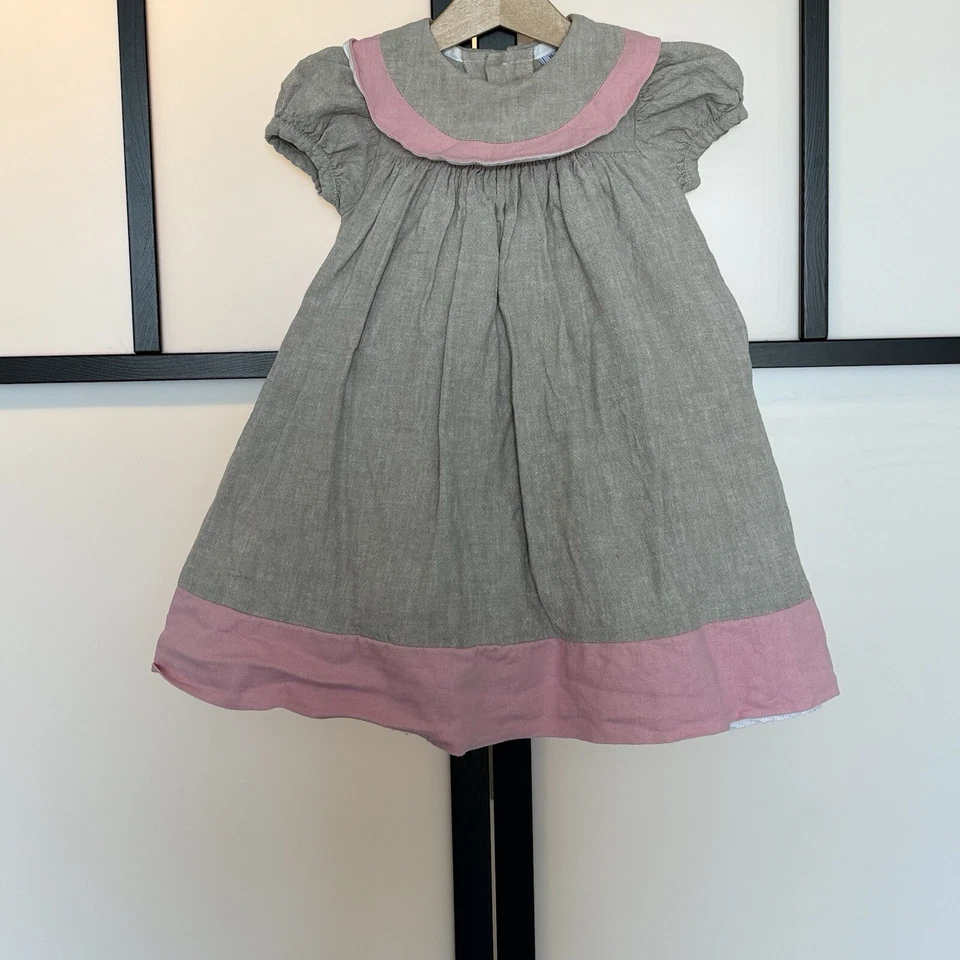 THE BAILEY BOYS Baby Girl Dress Linen Blend 24 Months.Preppy Party Classic - Image 3 of 4