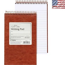 Gold Fibre Retro Writing Pad - Classically Designed Red Cover, 5 x 8 Size