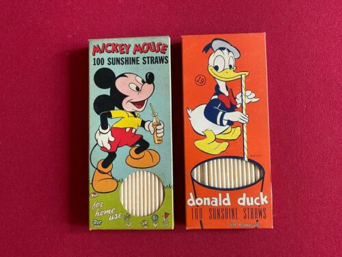 1950's, Walt Disney, "Un-Opened" Mickey Mouse / Donald Duck Straws (Vintage) - Picture 1 of 4
