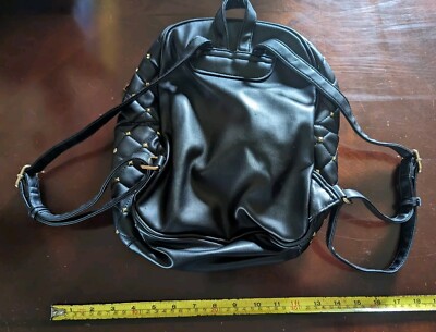 Badgley Mischka Quilted Black Backpack Purse Bag Gold  display picture 2