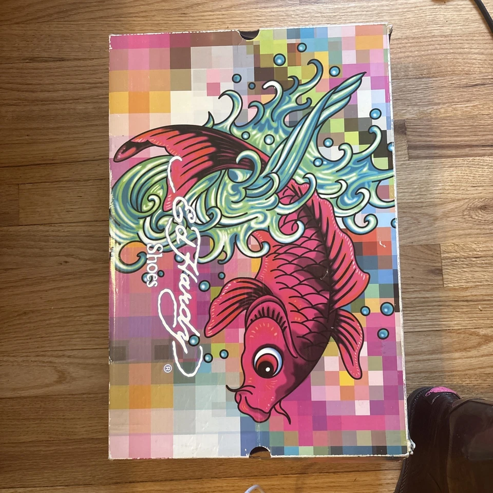 Ed Hardy Москва Y2K дождя загрузки женщина размер 7 с коробкой Preloved Бесплатная доставка - Изображение 3 из 4