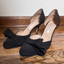 Oscar de la Renta Formal Event Wedding Cocktail Black Bow Heels