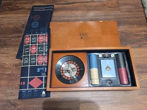 Vintage Portable Casino Roulette Wooden Chip Carousel Appears Never Used