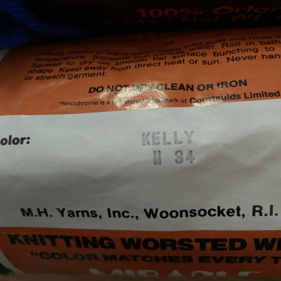 Vintage WINTUK  Miracle Match Yarn Lot Of 3 Skeins 2 Green One Blue Partial - Image 4 of 4