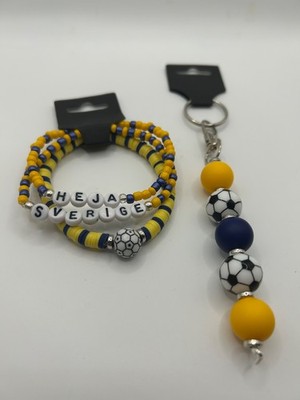 FIFA 2026 World Cup Inspired Sweden SVERIGE Keychain/Clip/Matching Wristlet Set