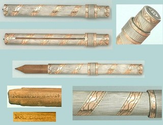 Antique Sterling Silver & 18 Kt Gold Sliding Pencil English Circa 1800