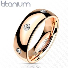 Classic Dome CZ Rose Gold Tungsten Ring Wedding Eternity Band Mens Womens B3+