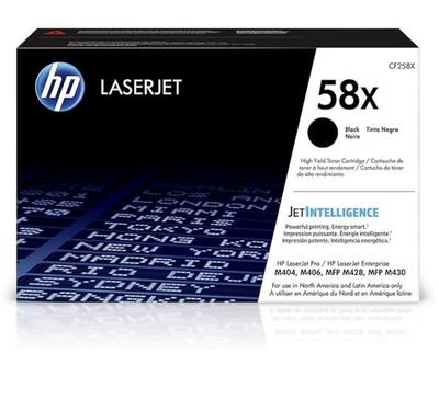 HP 58X CF258X Black Toner Cartridge High Yield Genuine OEM LaserJet M404 M428