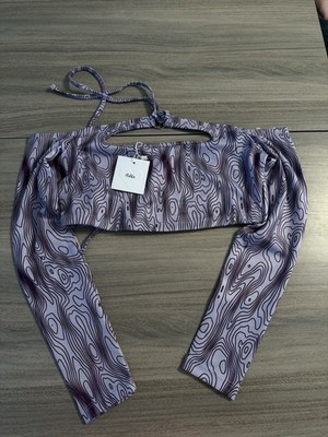 Adika Women s Medium Purple Long Sleeve Cropped Top Shirt NWT