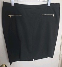 Talbots Black With Gold Zippers Pencil Just Above Knee Skirt Size 18WP