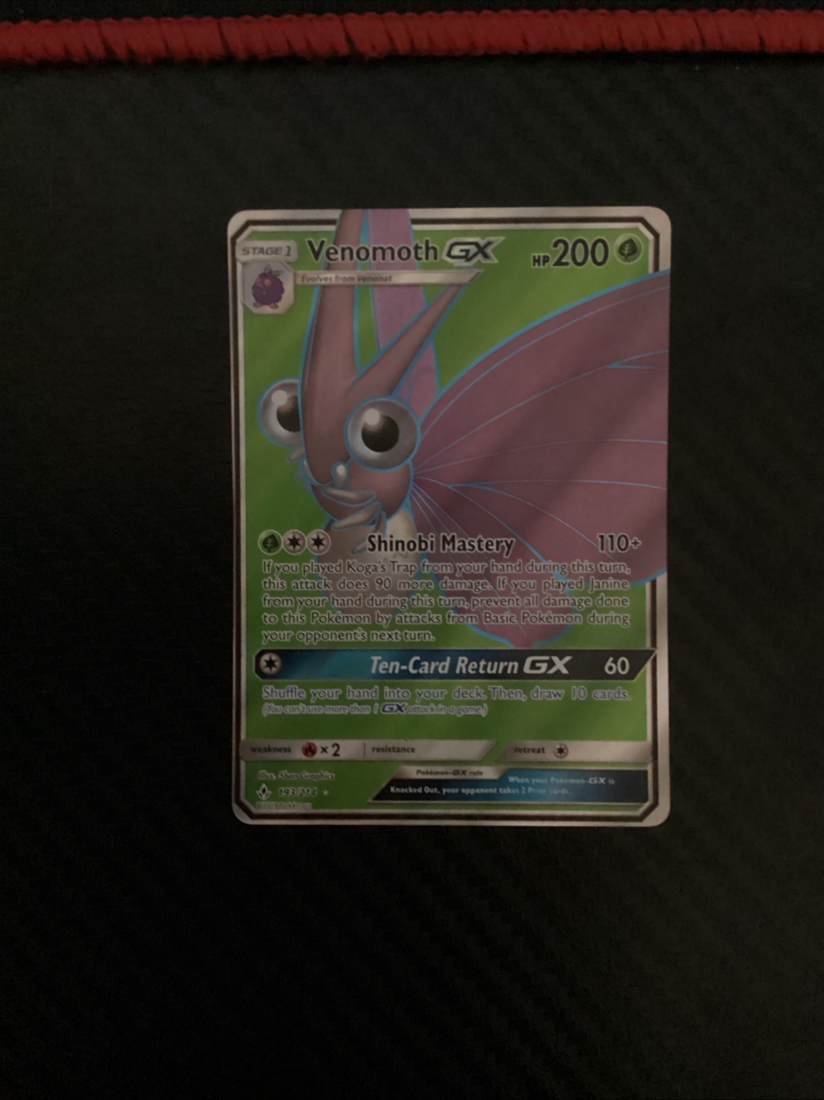 Venomoth GX (Full Art) Ultra Rare SM - Unbroken Bonds 193/214 NM