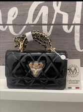 VALENTINO ORLANDI Quilted Crossbody Black and Gold MSRP $349