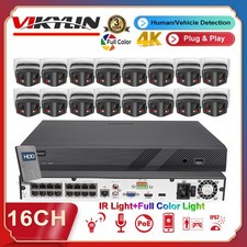 VIKYLIN 4k 16ch POE CCTV System 8MP Panoramic Full Color IR IP Camera Audio Lot