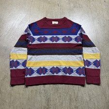 O  Hanlon Mills Fair Isle Crew Neck Knit LambsWool Blend Mens Size Large Sweater