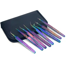 Custom 8pc Rainbow Lash Tweezer Set Engraved with Your Favorite Text or Name