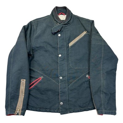 Armani Jeans Washed Utility Moto Biker Jacke Navy Blau Herren Large