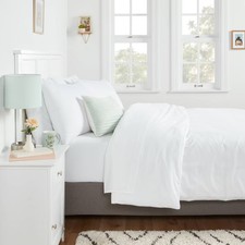 King Cotton Blend Sateen Duvet Cover and Sham Set White - Room