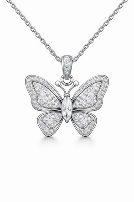 Halskette mit Schmetterling-Anhänger - süßes ästhetisches Schmuckgeschenk (nur physisches Bild)