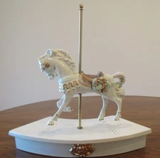 Vintage Alberta's Mold Ceramic Carousel Horse Figurine on 13" Base - 1986 - #5