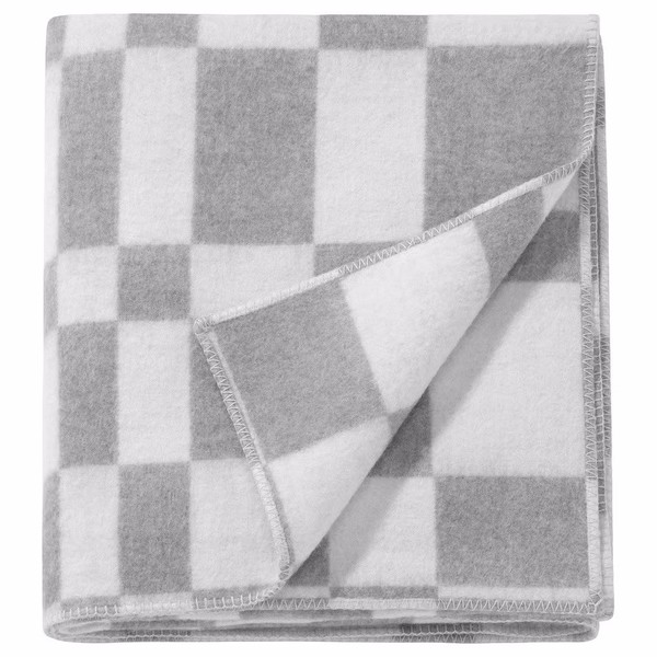 Colcha Ikea BORSTTÅG, gris claro/a cuadros, 230x250 cm