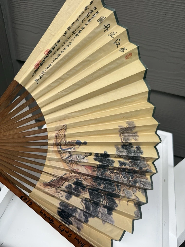 手工丝绸竹制印刷派对手持折叠舞扇 (180) — 第 2/2 张图片