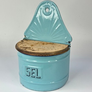 Sale da parete vintage anni 30 cucina francese art deco smalto blu e legno