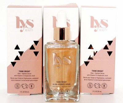 ×3 LYS Beauty THINK BRIGHT Glow + Hydrate Serum Vitamin C & HA 30ml/1oz Ea RV$84